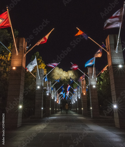 Mount Rushmore monument at night in summer photo