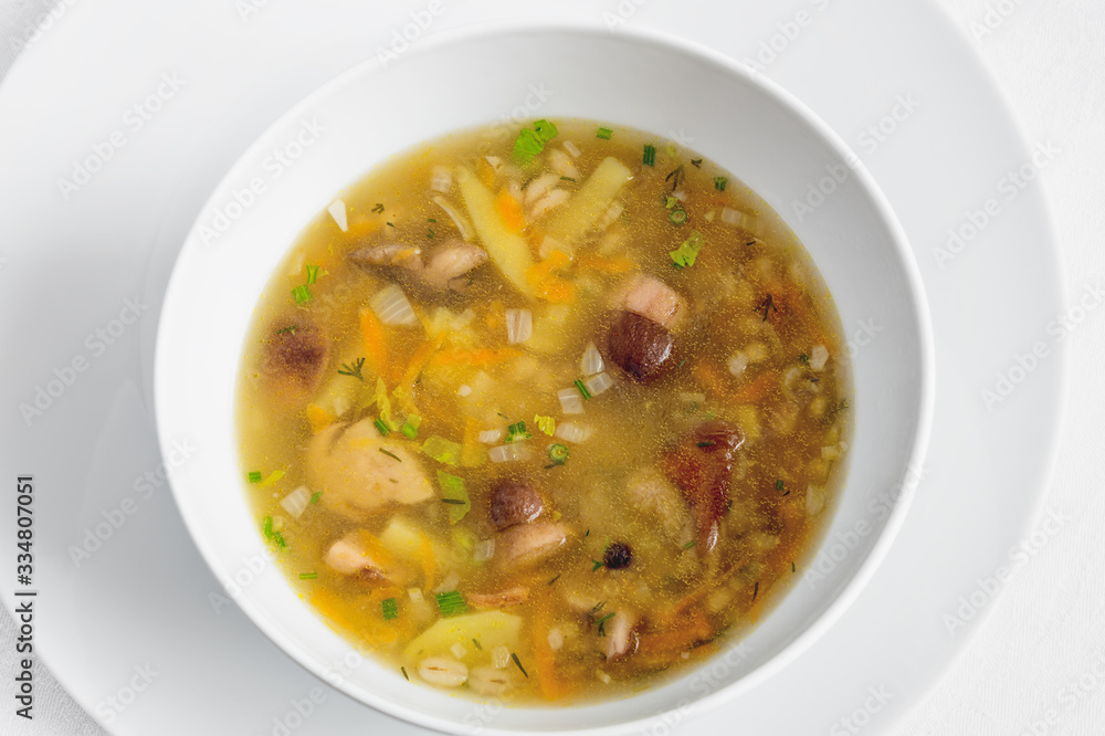 a bowl of porcini soup