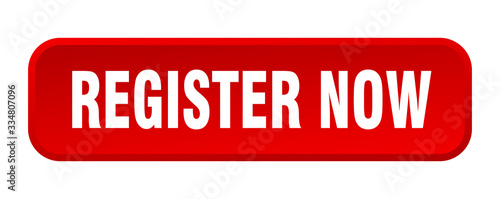 register now button. register now square 3d push button