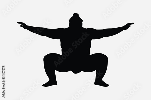Sumo wrestler. Vector silhouette of Sumo wrestler.