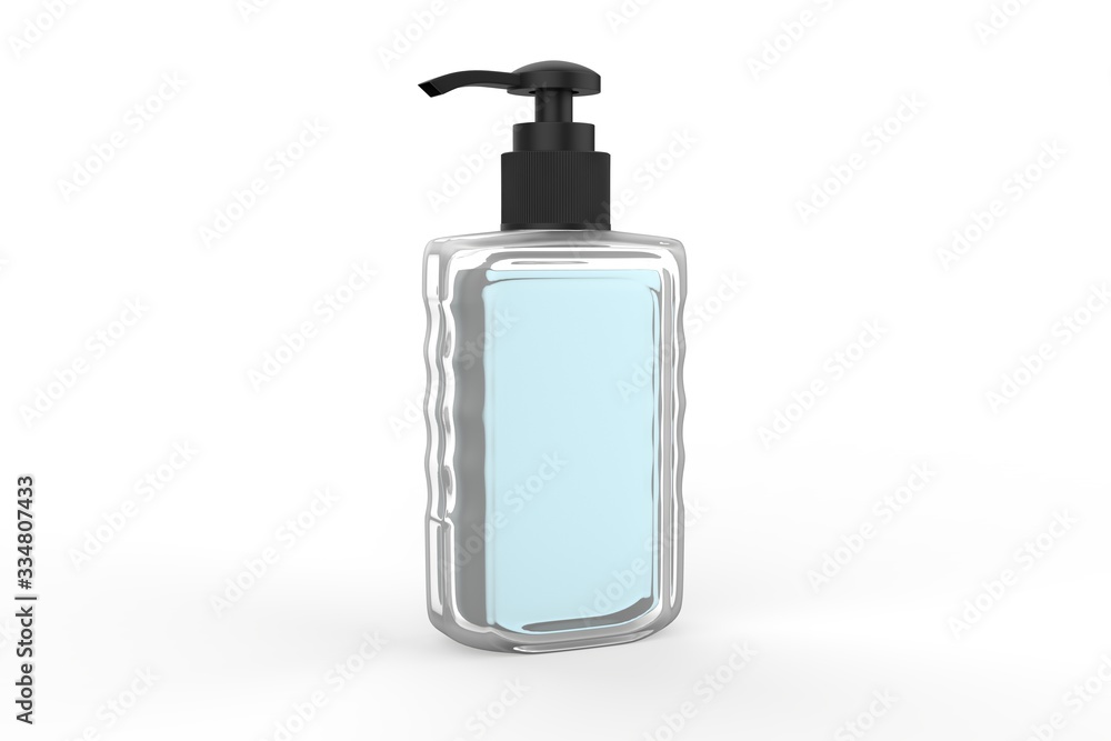 hand wash or sanitizer bottle with label designs for your product. 3d illustration
