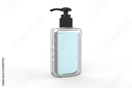 hand wash or sanitizer bottle with label designs for your product. 3d illustration