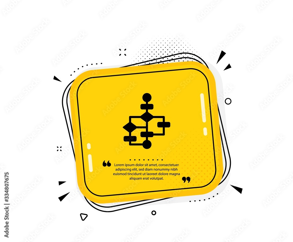 Block diagram icon. Quote speech bubble. Path scheme sign. Algorithm ...
