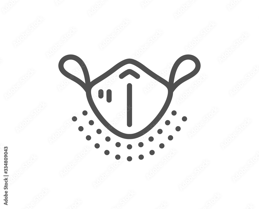 Obraz premium Medical mask line icon. Safety breathing respiratory mask sign. Coronavirus face protection symbol. Quality design element. Editable stroke. Linear style medical respirator icon. Vector