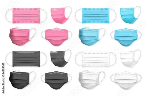 Realistic medical face mask. Details 3d medical mask. Vector illustration