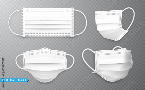 Realistic medical face mask. Details 3d medical mask. Vector illustration