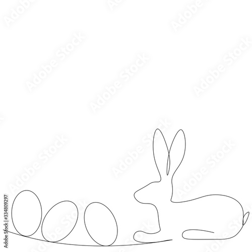 Easter bunny and eggs on white background. Vector illustration 