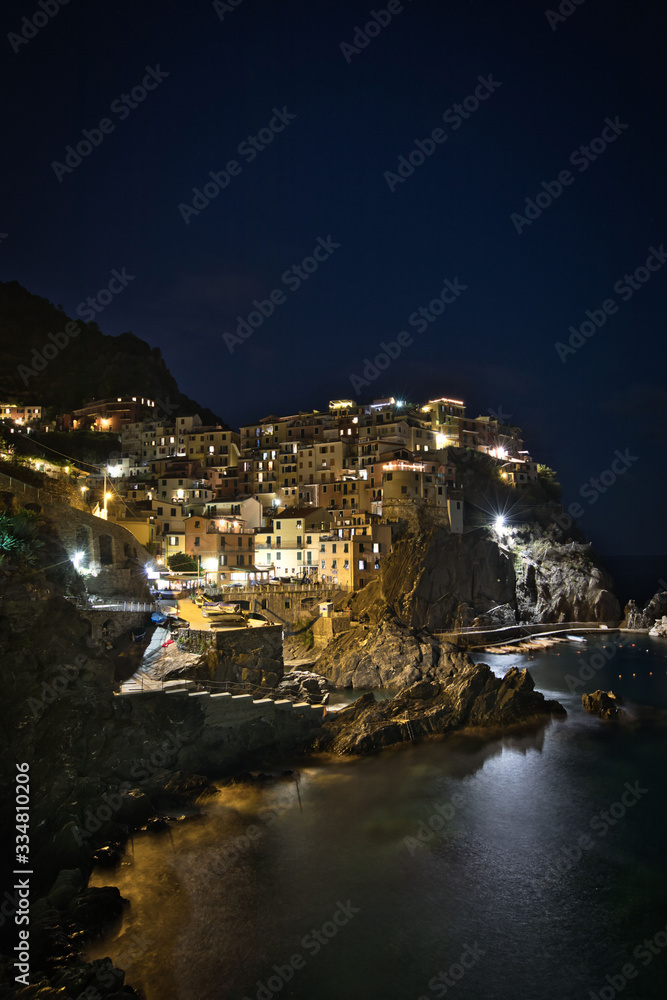 Night view of Manarola, Cinque Terre, Italy