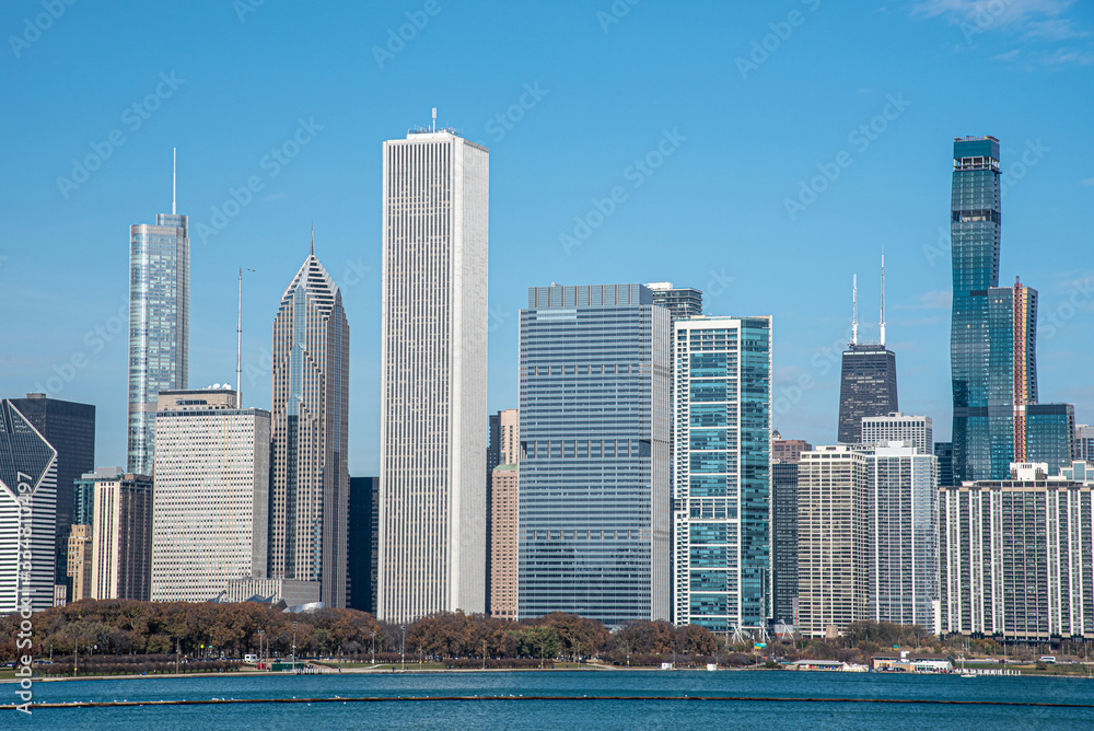 Obraz premium Views of downtown Chicago from Grant park