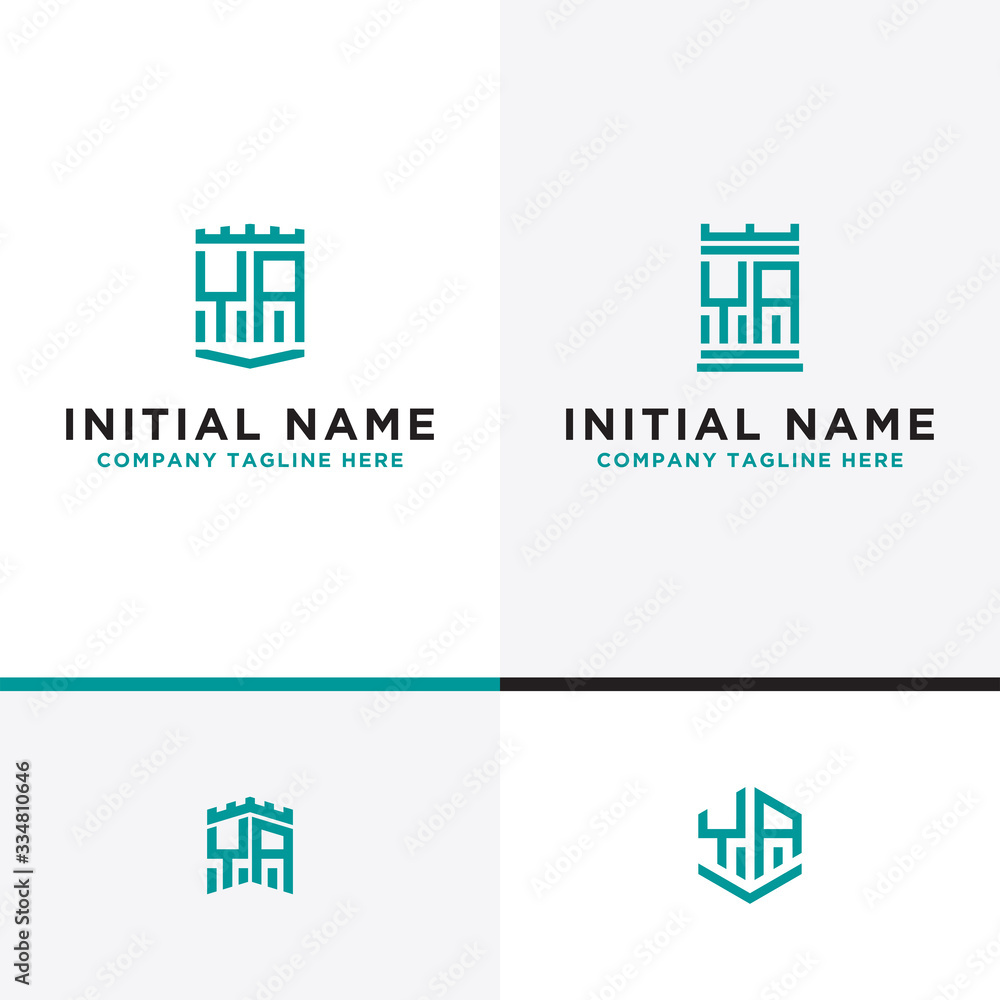 Fototapeta premium Inspiring logo design Set, for companies from the initial letters of the YA logo icon. -Vectors