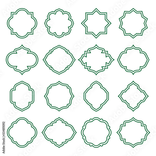 islamic vintage shapes. lines frames ornate, badges, labels set