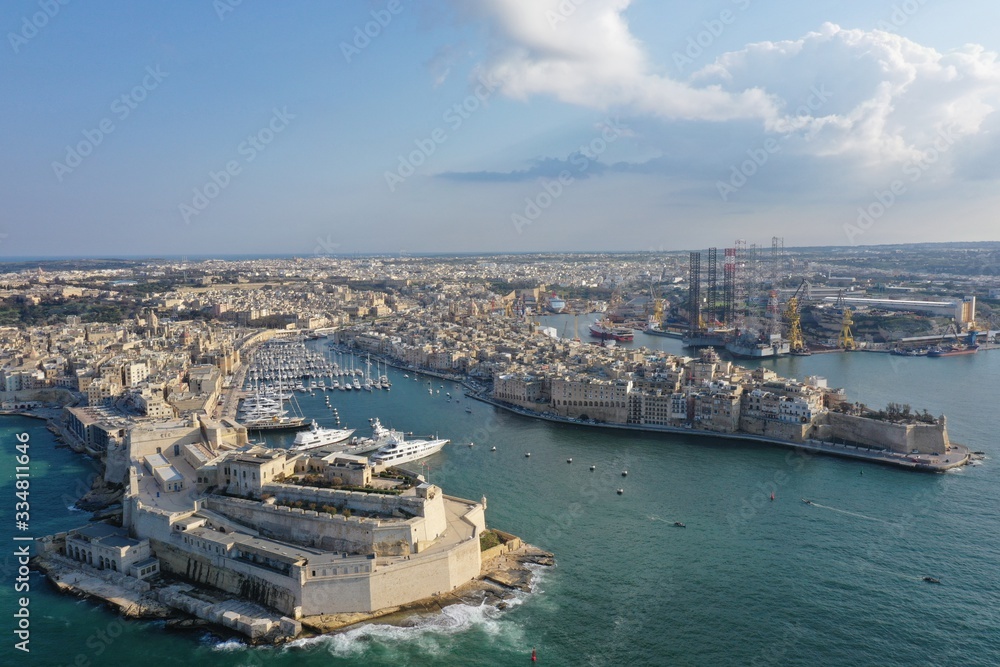 Aerial view of the city Valletta in Malta