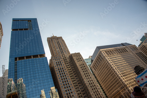 Skyscrapers along the river in Chicago © rmbarricarte