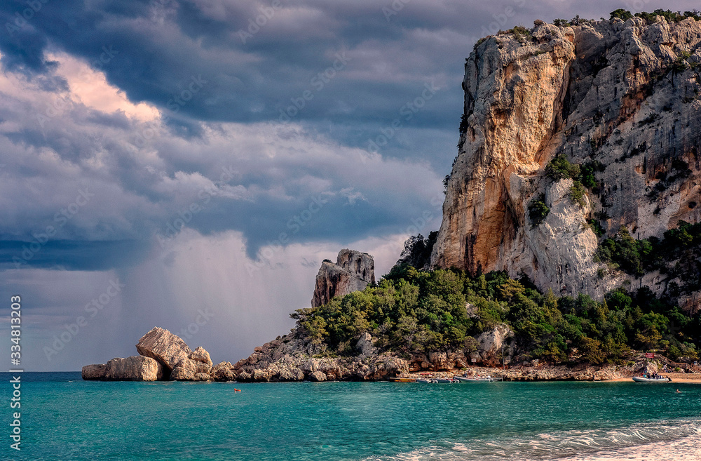 Sea and mountain with storm 