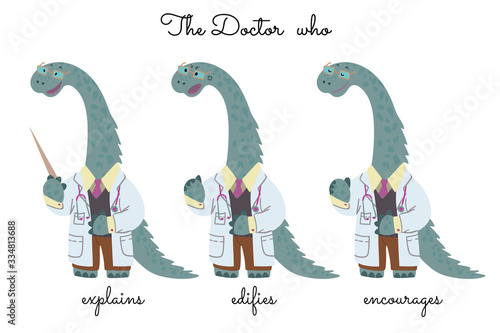 A doctor that explains, censures, and encourages. Vector.
