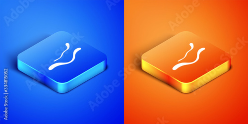 Isometric Ebola virus disease icon isolated on blue and orange background. Square button. Vector Illustration
