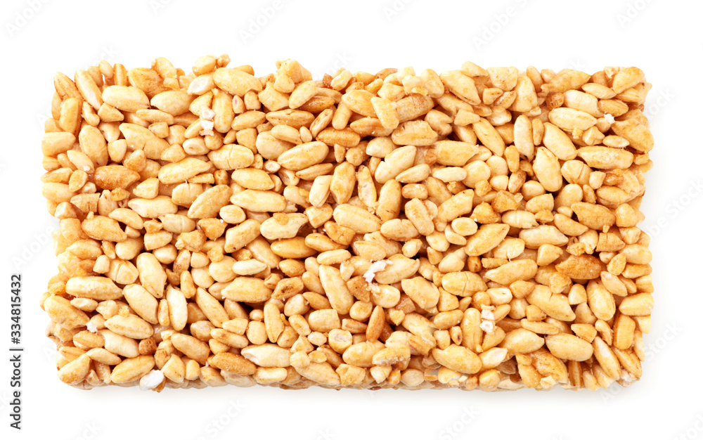 Puffed rice on a white background.View from top Puffed rice on a white background.View from top