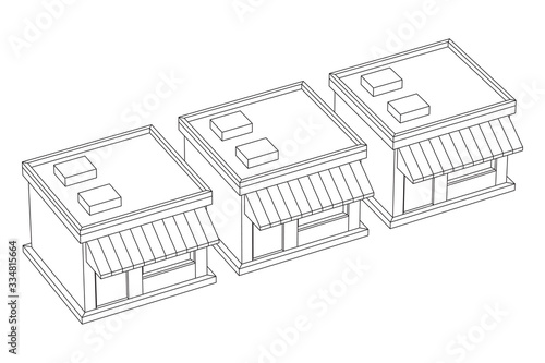 Shop market stores. Small business concept. Wireframe low poly mesh vector illustration.