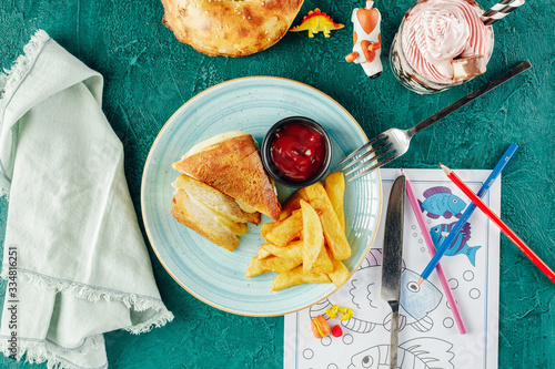 sandwich with cheese and fries from the children's menu.