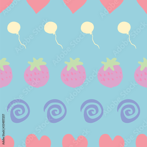 strawberry fruit balloon seamless repeat pattern design