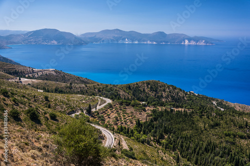The road to Asos village island of Cephalonia