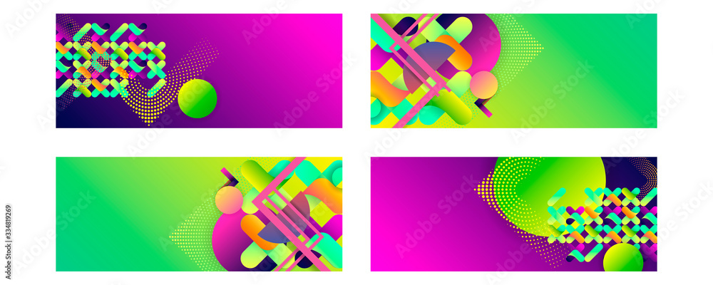 Modern abstract covers set. Cool gradient shapes composition. Eps 10 vector art illustration