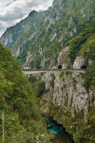 Bridge over the gorge in the canyon of the river Tara Montenegro