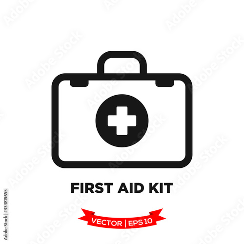 first aid box vector icon, medical kit icon