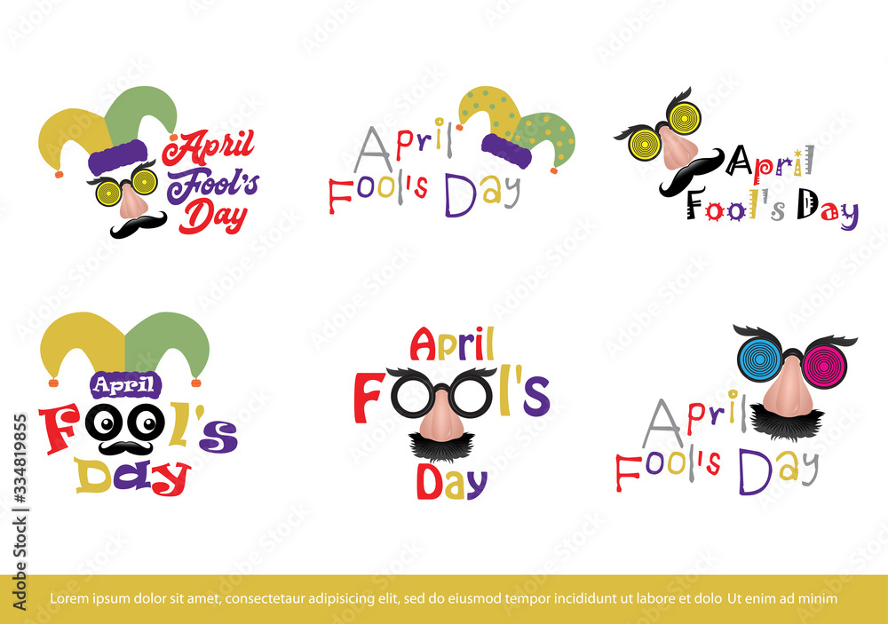 Set of April fool’s day logo design,sticker,Label element Vector Illustration