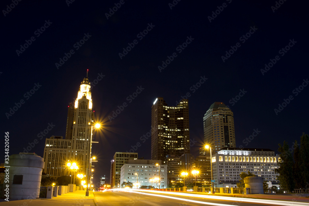 Night skyline of downtown columbus Ohio