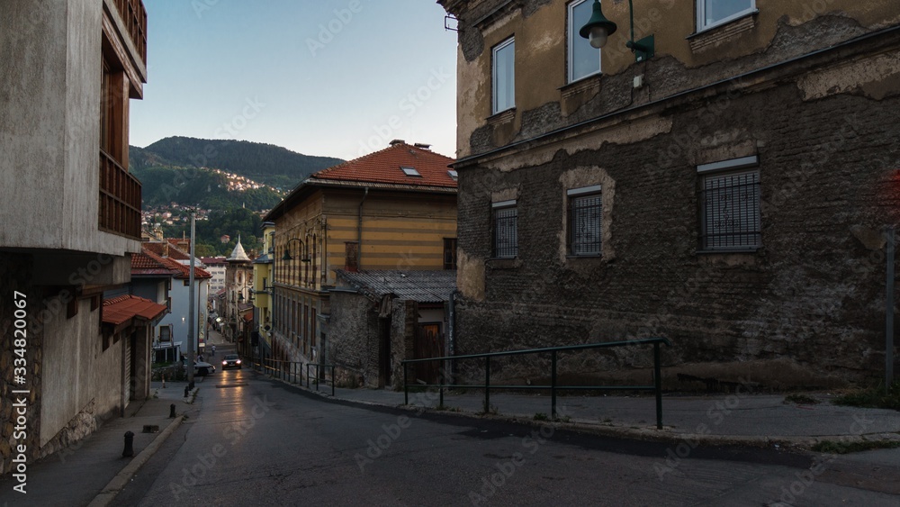 Old Town's Old Town In the Evening Twilight in Sarajevo Old Town's Old Town In the Evening Twilight in Sarajevo