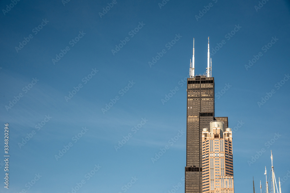 Willis tower behind the 311 South Wacker Drive