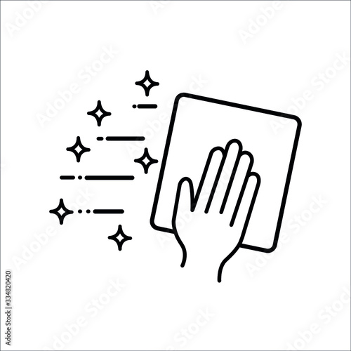 Pictogram wiping down surface with cleaning solution