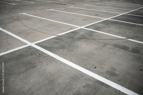 Closeup of empty parking lots