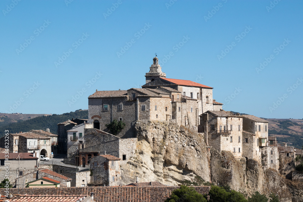 Limosano village was built on a huge limestone formation, called Morgia. The Morge of Molise park, Campobasso, Molise.
