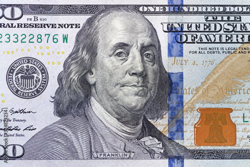 Benjamin Franklin Portrait From 100 Dollar Bill photo