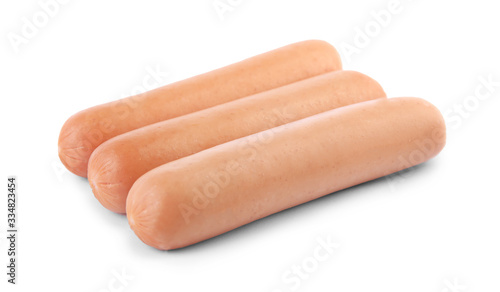 Tasty sausages on white background. Meat product