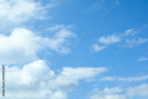 Picturesque view of beautiful blue sky with fluffy white clouds