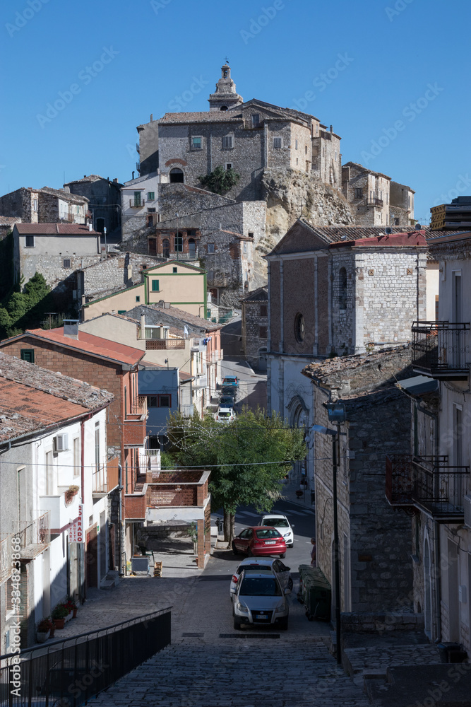 Limosano village was built on a huge limestone formation, called Morgia. The Morge of Molise park, Campobasso, Molise.