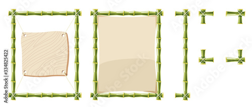 Jungle kit to create designs. Included bamboo and leather. Vector cartoon illustration