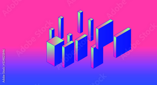 3D graphs, charts, histograms and plots for UI and UX design. Big Data and Statistics concept.