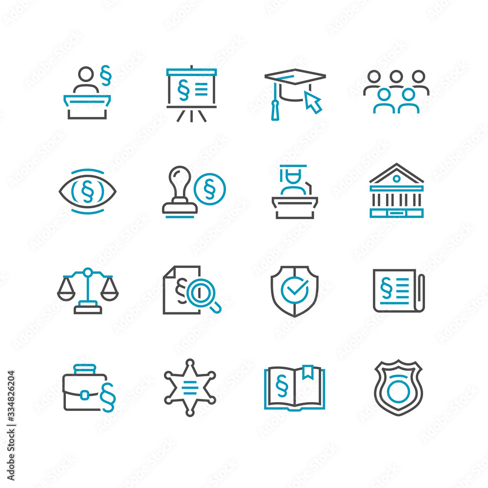 Lawyer and business vector icon set Lawyer and business vector icon set