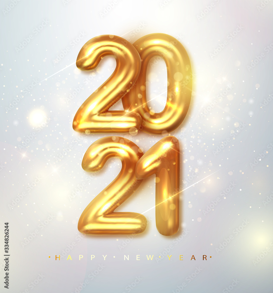 2021 Happy new year. Happy New Year Banner with gold metallic numbers date 2021. Vector illustration. 2021 Happy new year. Happy New Year Banner with gold metallic numbers date 2021. Vector illustration.