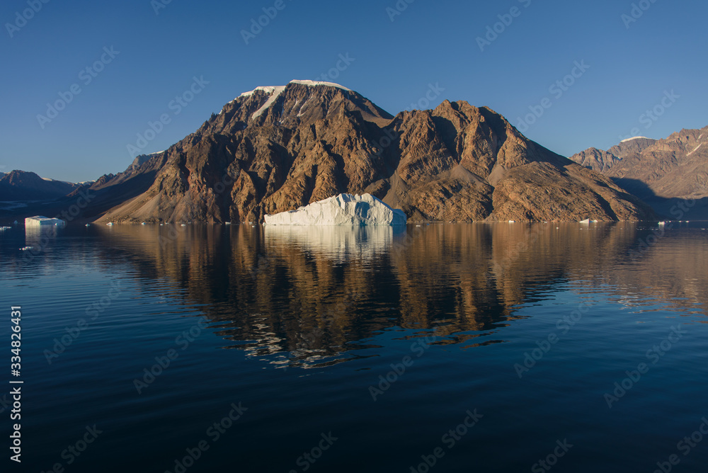 Beautiful landscape with iceberg in Greenland at summer time. Sunny weather.