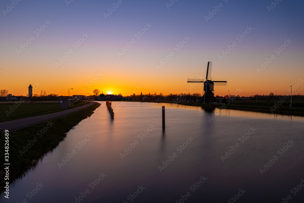 Sunset at a Dutch windmill