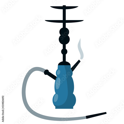 Hookahs. Blue Flasks. Smoking device. Bad middle Eastern habit. Rest and relaxation. Cartoon flat illustration. Shisha bar element