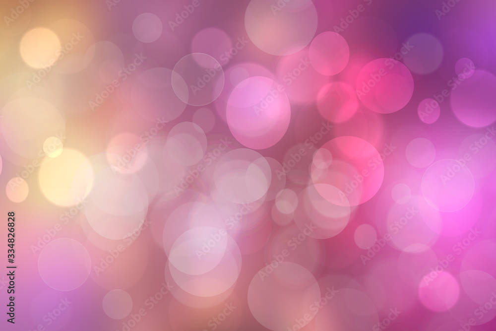 Abstract gradient purple pink yellow background texture with blurred bokeh circles and lights. Space for design. Beautiful backdrop illustration. Abstract gradient purple pink yellow background texture with blurred bokeh circles and lights. Space for design. Beautiful backdrop illustration.