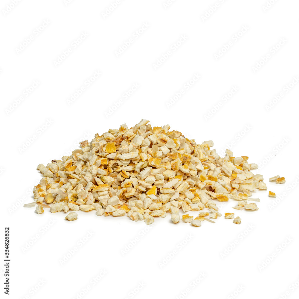 dried lemon peel on a white background dried lemon peel on a white background