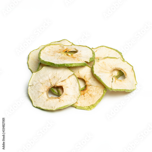 Dried apple slices isolated on white background