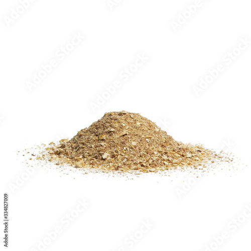 dried lemon peel powder on a white background